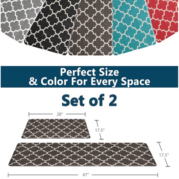 *New* Brown Geometric Design Kitchen ComfiLife Rugs (2 Pack - Medium/Large) - Picture 3 of 12